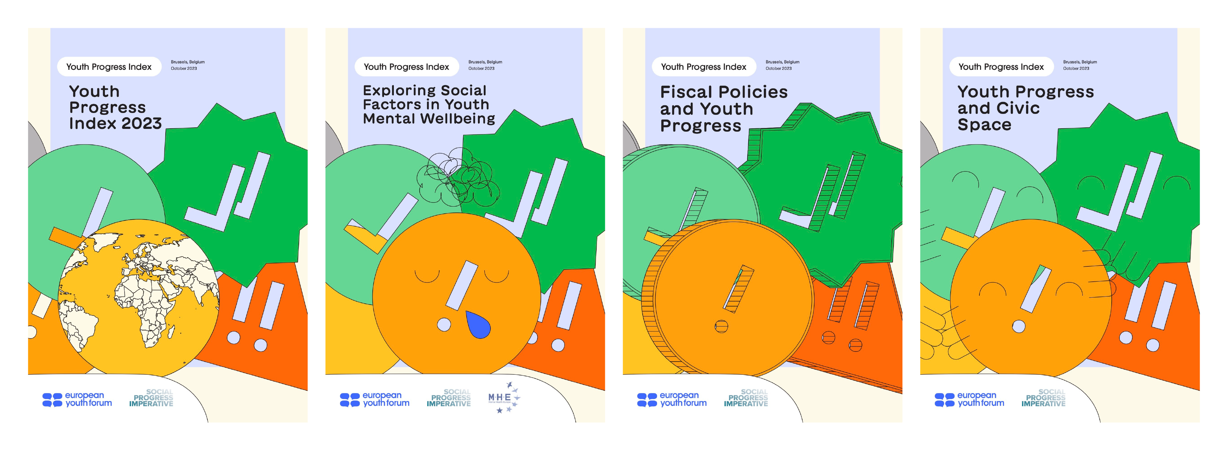 the covers of the four reports